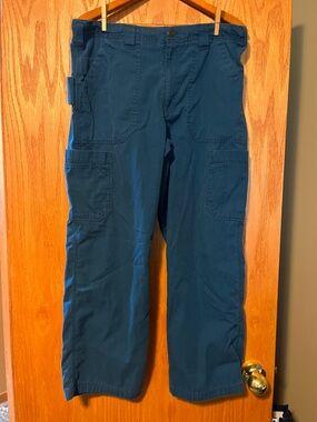 Carhartt Men's Teal Blue Cargo Pants with Multiple Pockets
